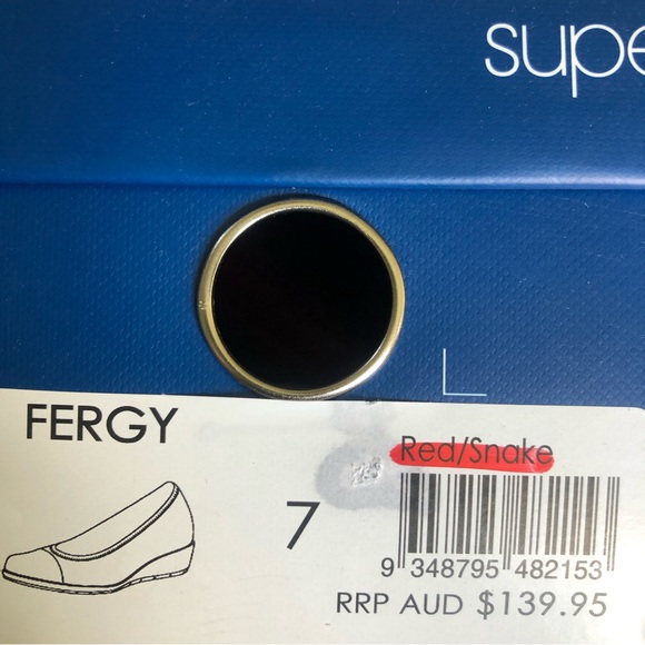 🌿 DIANA FERRARI 🌿 red snake skin wedge slip on shoes size 7 - Picture 7 of 7